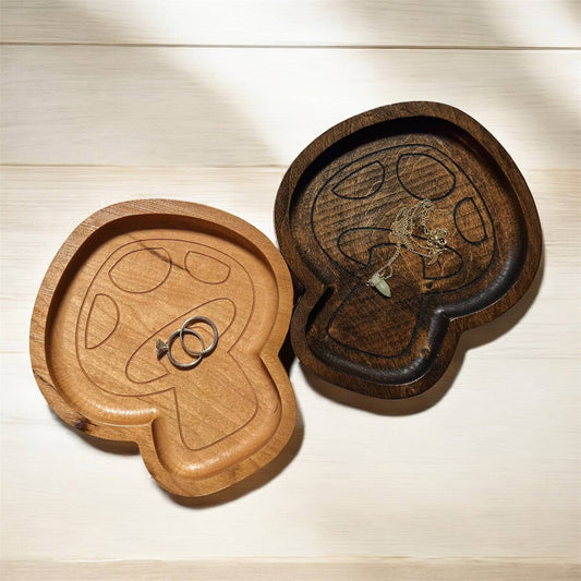 Jewelry Dish, Mushroom Tray, Wooden Catchall, Whimsy Decor