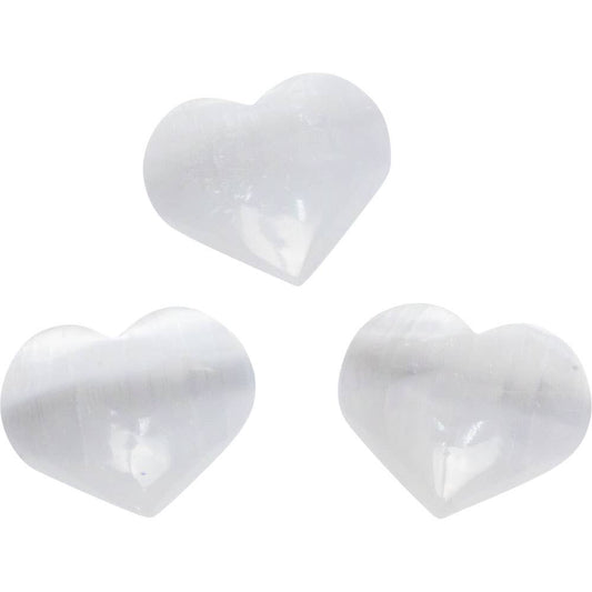 Carvings - Mini Selenite Puffed Hearts