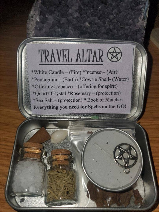 TRAVEL ALTAR in hinged metal tin / Spell Kits / Manifest