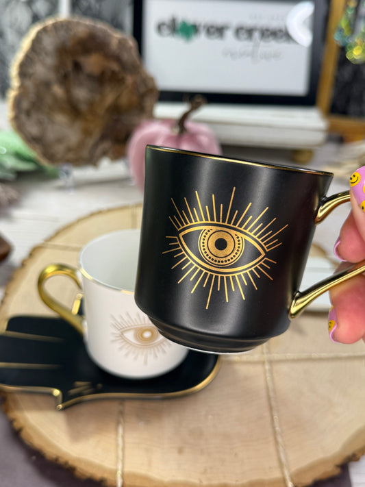 Hamsa hand set of two cup and saucer